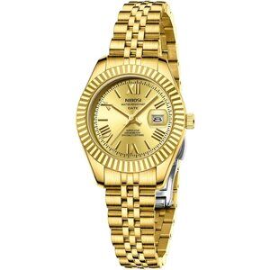 Luxury All Gold Waterproof Ladies Wrist Stainless Steel Watches with Date